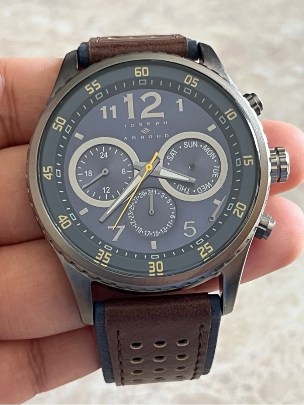 Joseph Abboud Men's Casual Brown Leather Straps Watch